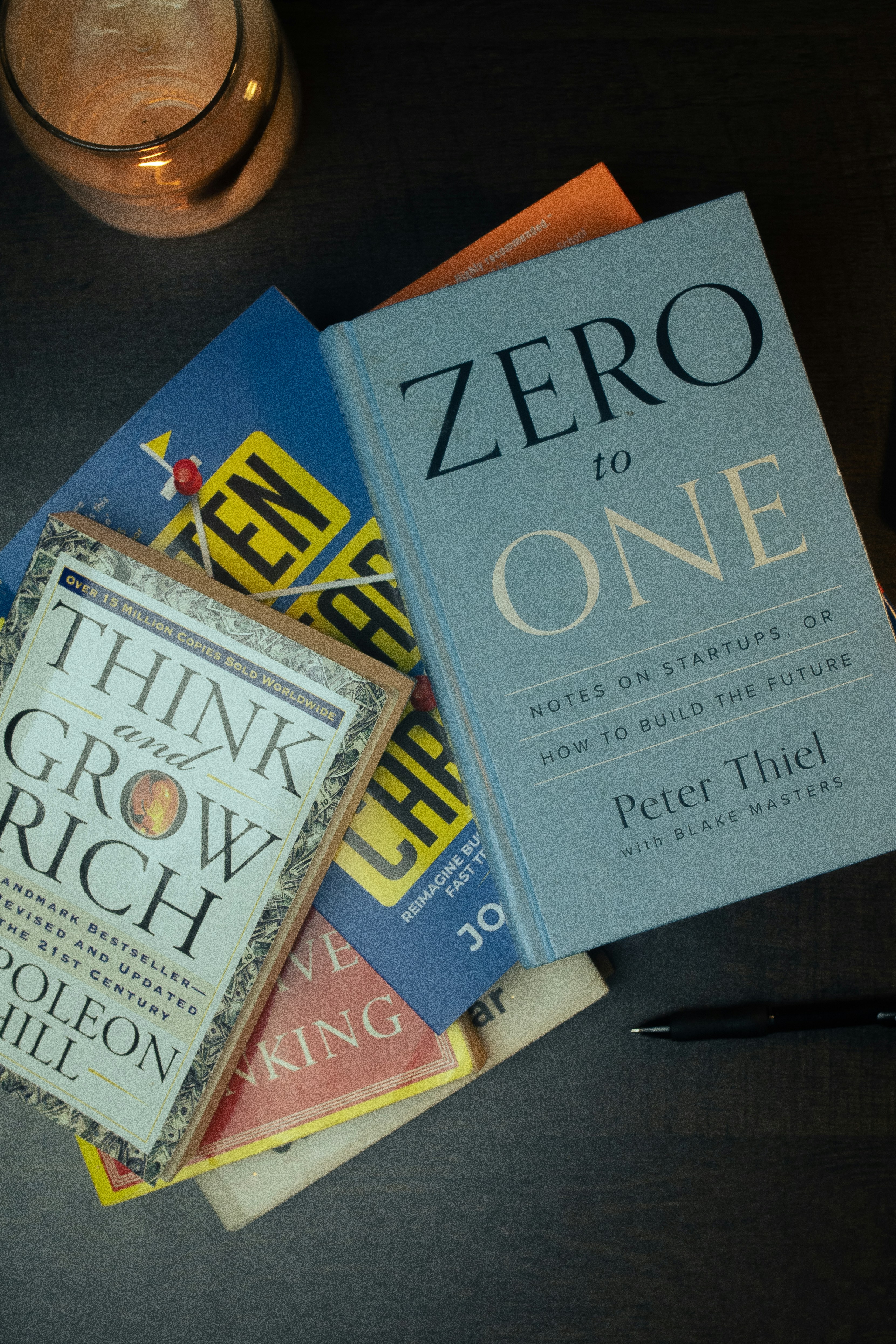 Overhead view of a book marketing workspace =